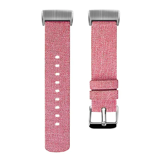 Insten Fabric Watch Band Compatible with Fitbit Charge 3, Charge 3 SE, Charge 4, and Charge 4 SE, Fitness Tracker Replacement Bands for Men and Women, Rose Red Pink {1}