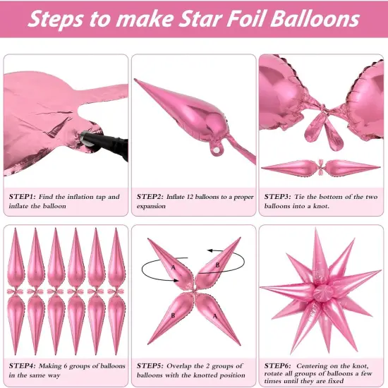 12 Point Cone Balloons Magic Starburst Balloon(Pink) {5}