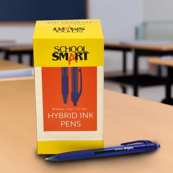 School Smart Retractable Hybrid Gel and Ink Pens, Blue, Pack of 48 {4}
