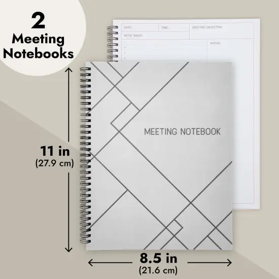 2 Pack Meeting Notebooks for Work, Spiral-Bound Daily Planner for Project Management, Office, Business, Note Taking, Organizer (160 Pages, 8.5 x 11 In) White {5}