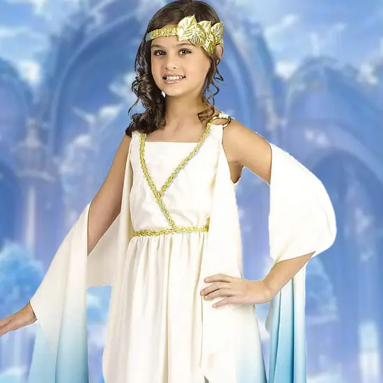 Girls White & Blue Dress Greek Goddess Costume for children {2}