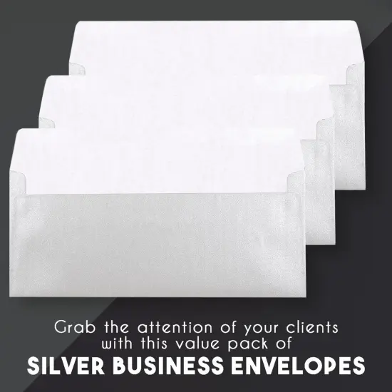 50 Pack #10 Metallic Silver Business Envelopes - Value Pack Rectangular Flap Envelopes - 4 1/8 x 9 1/2 Inches {6}