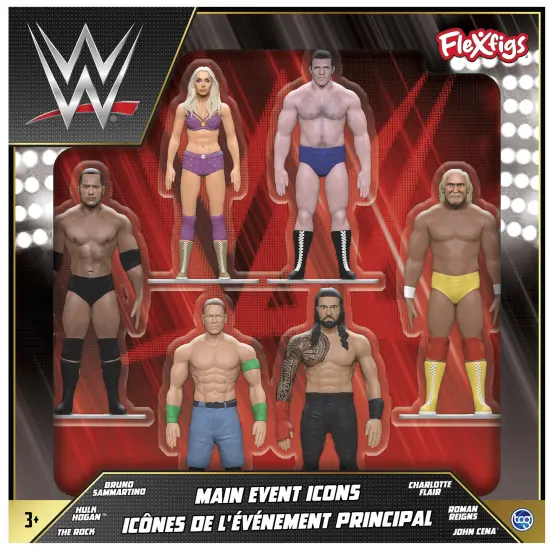 FleXfigs: WWE Icons Deluxe Pack - 6 Characters - Wrestler Articulated Action Figures, Flex It - Pose It!, Collectible Toy Miniatures, Licensed, Kid 3+ {3}