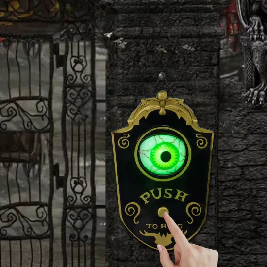 7.1" Doorbell with Simulation Light-up Eyeball, Halloween Decoration Animatronic, Sound and Motion Activated for Party {2}