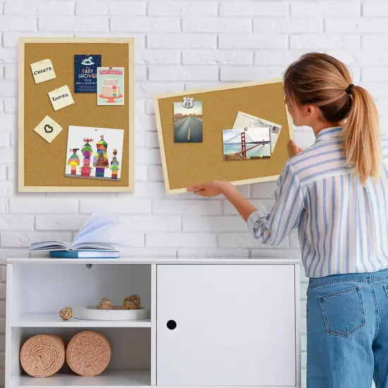 2 Pcs Wooden Framed Cork Board for Wall(Wood) {3}