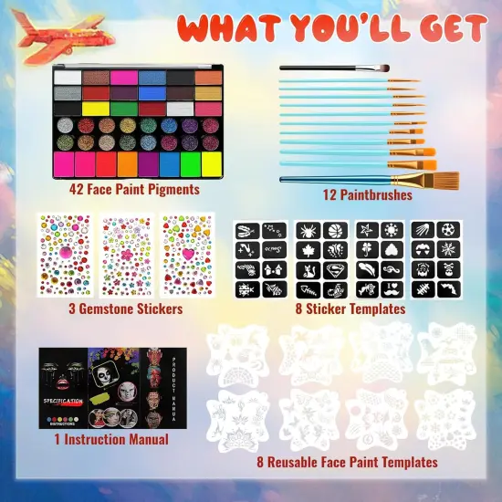 42 Color Face Paint Kit(Multicolor) {2}