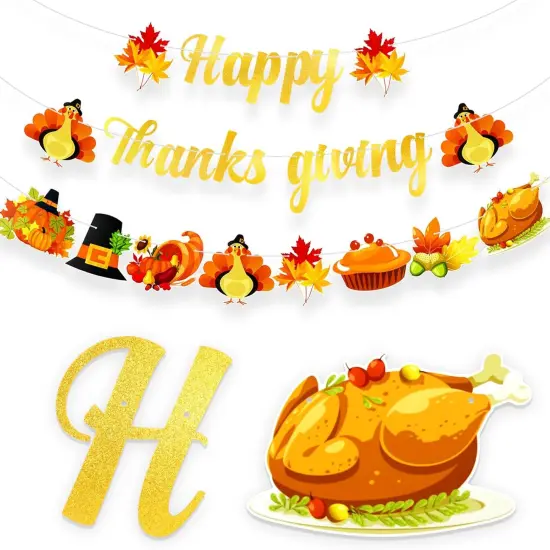 Happy Thanksgiving Glitter Banner (Multicolor) {2}