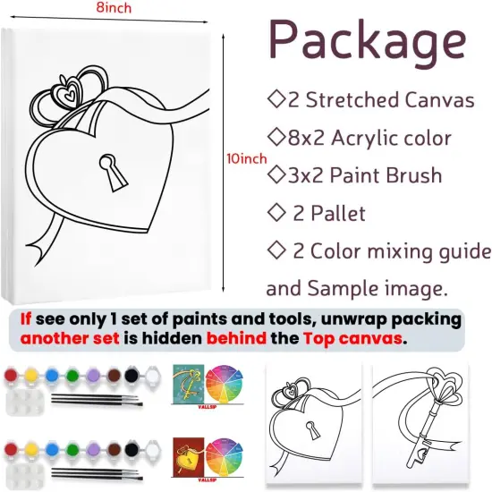 2 Pack Paint and Sip Canvas Painting Kit - 8x10 (Lock Key) {4}