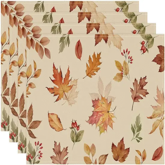 Set of 4 Maple Leaves Fall Placemats - 12x18 Inch {1}