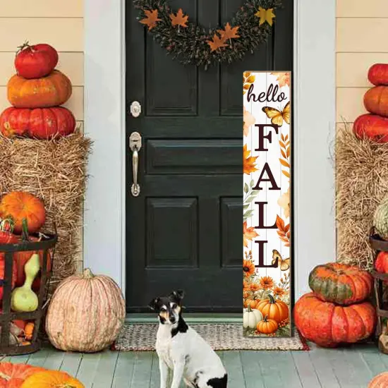 Hello Fall Porch Sign Autumn (Yellow) {4}