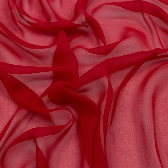 1 Yard Premium Silk Chiffon Solid Tango Red Fabric Lightweight 44 Inch Width {1}