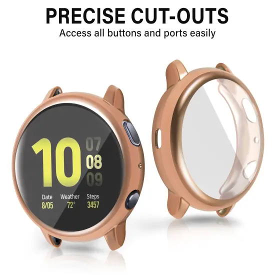 Insten 2-Pack Case Compatible with Samsung Active 2 40mm, Built in Screen Protector Soft TPU Bumper Cover, Full Around Coverage (Clear + Rose Gold) {5}