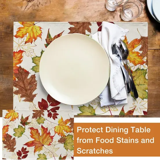 Fall Maple Leaf Placemats Set of 4,(Fall-yellow) {4}