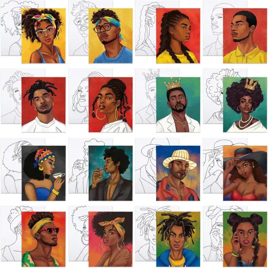 16 Pcs Pre Drawn Canvas Painting Kits (Couples, 8x10 in) {1}