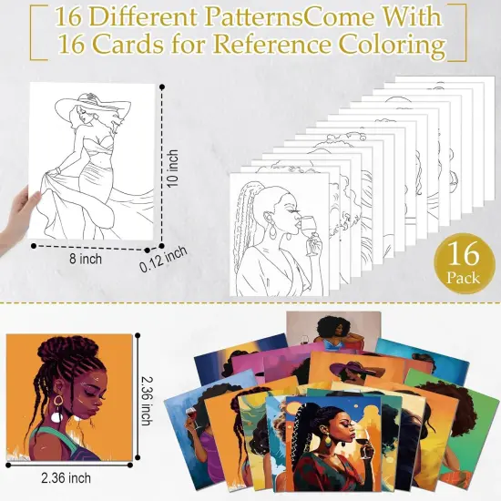 16 Pcs Pre Drawn Canvas - 8" x 10" (Black Girl) {3}