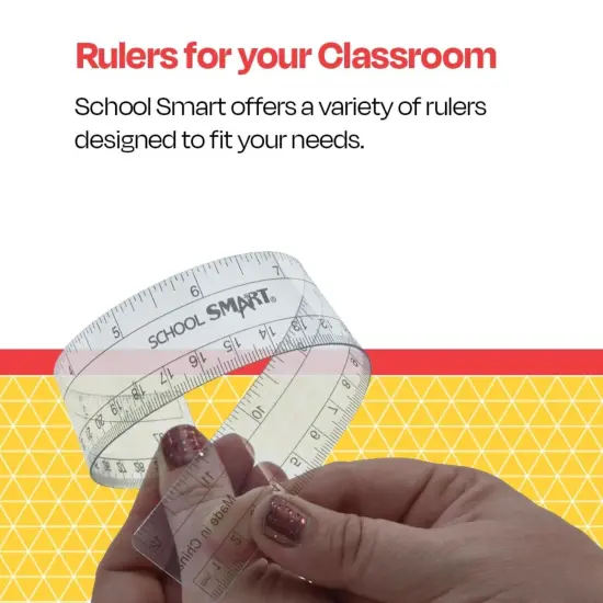 School Smart Flexible Plastic Ruler, Inches and Metric, 12 Inch Size, Clear, Pack of 36 {6}