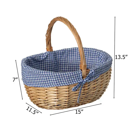 Wickerwise Picnic Basket with Handle, and Washable Plaid Liner - Ideal for Outdoor Adventures, Photoshoots and Home D&eacute;cor - Perfect Gift Basket for Weddings and Holidays like Halloween {8}