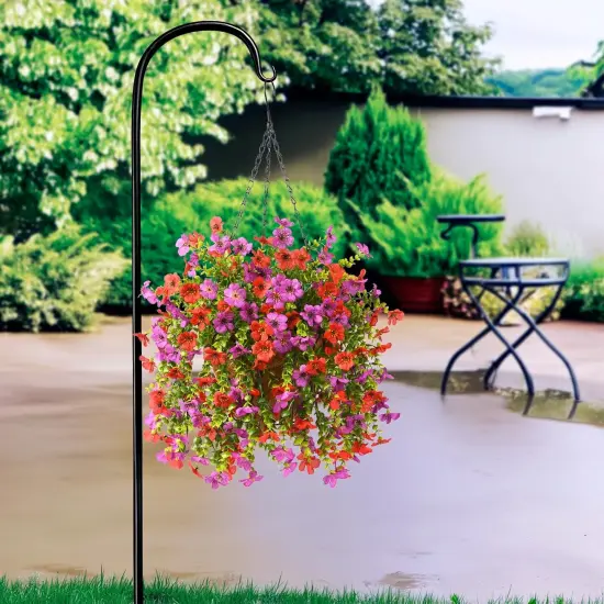 Artificial Hanging Flowers for Outdoors Spring Summer Decoration, 2PCS Silk Fake Daisy Realistic Outdoor Flowers UV Resistant Porch Patio Window Yard Decor(Purple Red) {3}