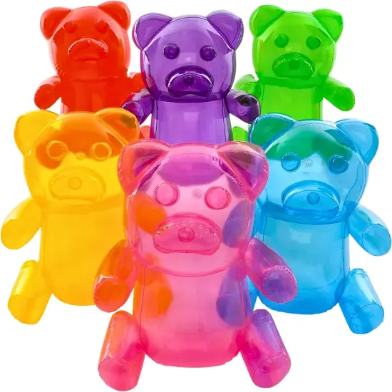4E's Novelty 6 Pack Inflatable Gummy Bears - 24'' Large Fun Gummy Bear Party Decorations, Colorful Gummy Bear Decor, Perfect Gummy Bear Party Favors {1}