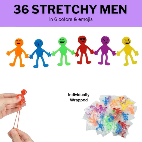 4E's Novelty 108 Pcs Prizes, 36 Of Each, Punch Balloons, Mini Coil Spring, Stretchy Bendable Man, Birthday Party Favor Sets for Kids, Sensory Fidget Treasure Chest Prize Box Toys for Classroom {5}