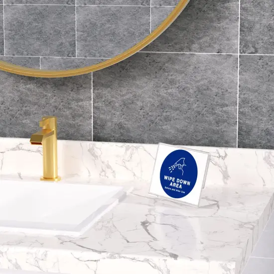 Slanted Back Acrylic Sign Holder 6 x 4 Inches, Clear Plastic Sign Holder Paper Display Table Stand for Office, Store, Restaurant -Horizontal (6 Pack) {3}