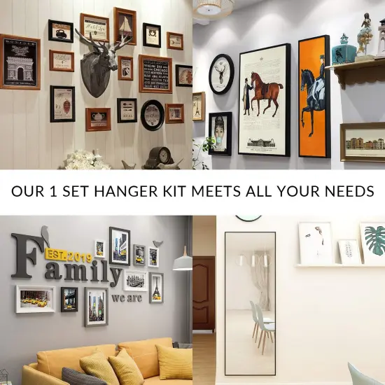 Picture Hangers, Picture Hanging Kit, 225pcs Heavy Duty Frame Hooks Hardware with Nails, Hanging Wire, Screw Eyes, D Ring and Sawtooth for Wall Mounting {2}