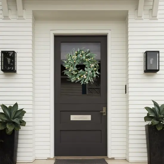Artificial Eucalyptus Wreath for Front Door 21 Inch Greenery Wreath Green Leaves {2}