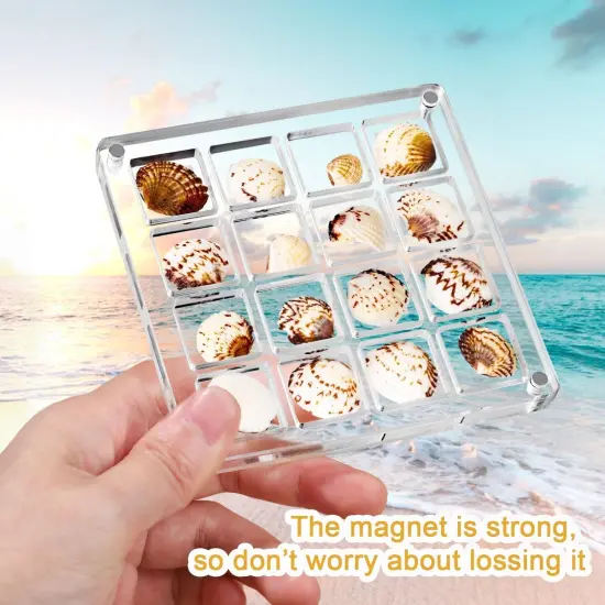 Artlunar 16 Grids Square Clear Acrylic Shadow Boxes Mini Seashell Collection Display Box Shell Display Cases {6}