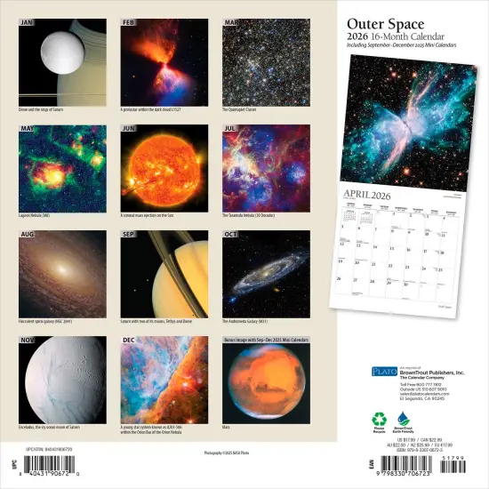 Outer Space | 2026 12 x 24 Inch (Hanging) Monthly Square Wall Calendar | Foil Stamped Cover {2}