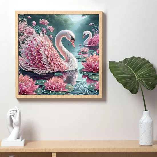 5D Special Shape Diamond Art Kits for Beginners, Diamond Painting Kits for Adults, Crystal Rhinestones Diamond Painting for Home Wall Decoration Gift 12&times;12 inch/30&times;30 cm, Beautiful Swan {4}