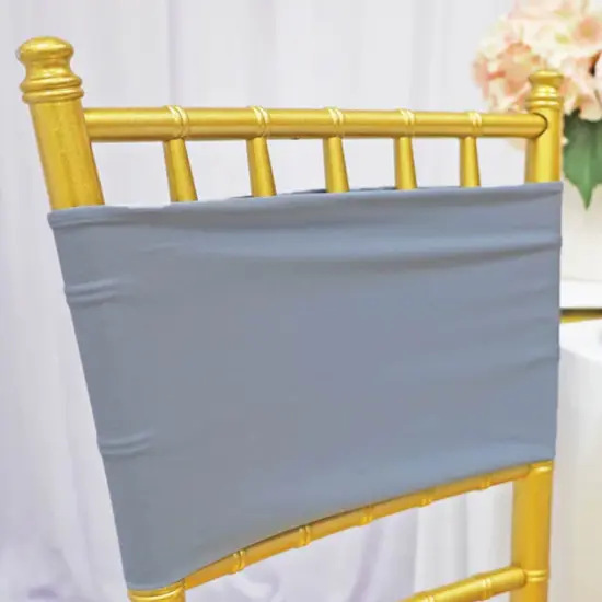 10 Pieces Soft Dusty Blue Stretch Spandex Chair Bands 7 x 13 Inches {4}