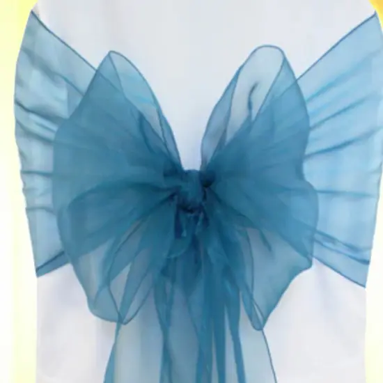 10 Pieces Peacock Organza Chair Bands, 12"x116" Stylish Angled End Decor {4}