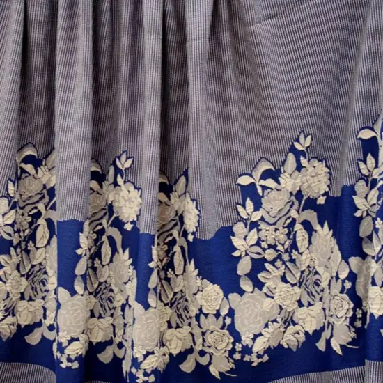 1 Yard Elegant Royal Off-White Floral Jacquard Fabric 52/54" Width {1}