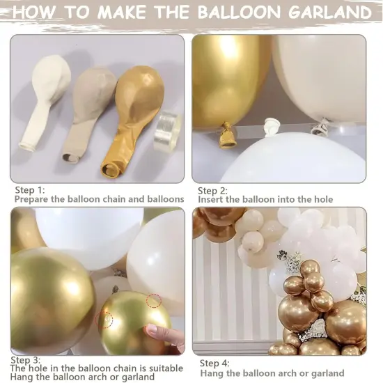 156PCS White Sand Gold Balloons Garland Arch Kit {5}