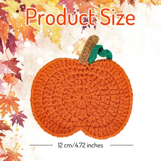 4 Pack Fall Pumpkin Coaster Handmade Crochet Drink Coaster {2}