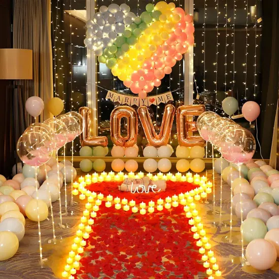 6000 Pcs Artificial Rose Petals with 72 Pcs Romantic Flameless Candles {2}
