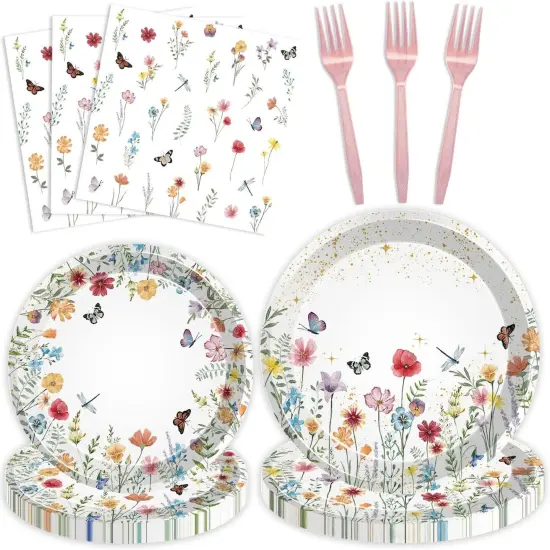 96 Pcs - Baby Shower Disposable Paper Plates and Napkins {1}