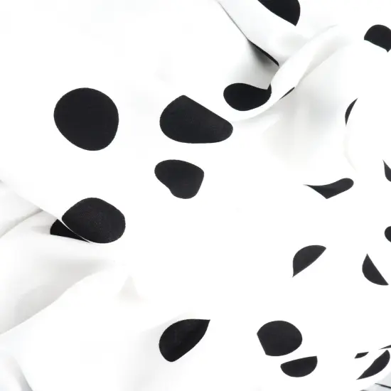 1 Yard Rayon Challis Polka Dots Print Fabric, 54&Prime; Wide IVORY/BLACK {6}