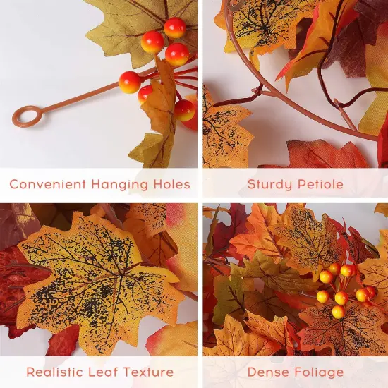 2 Pack Fall Garland Maple Leaves Outdoor 5.8Ft/Pieces Fall Hanging {3}