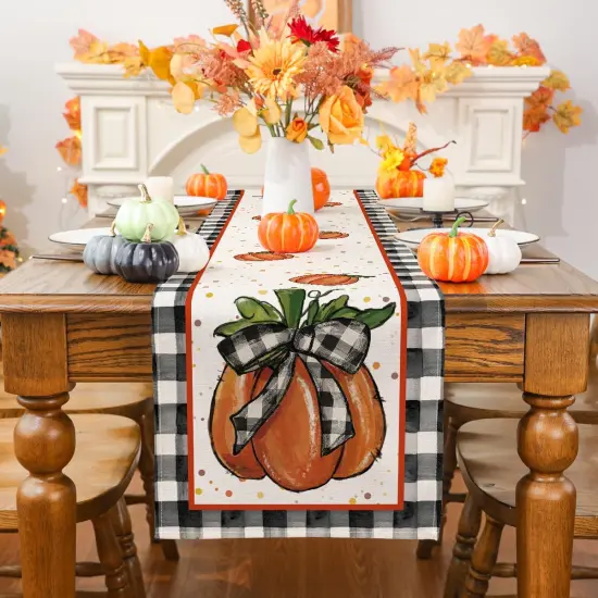 Fall Table Runner, Fall Decorations for Home Pumpkin Runner,13x72 Inch {2}