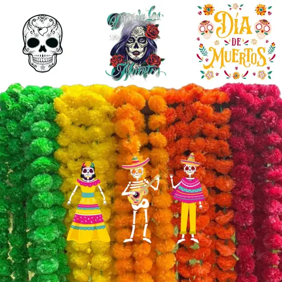 Artificial Marigold Strings, Diwali Decoration, Day of the Dead, Halloween, Marygold Flower Garland, Pooja Backdrop, Aztec Marigold Flowers {7}