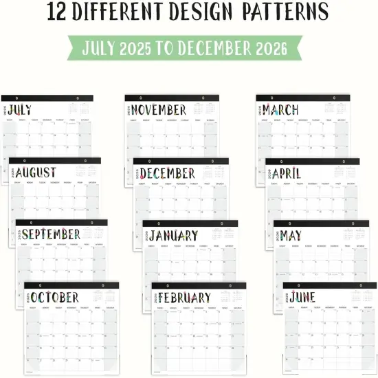 Desk Calendar 2025-2026 with Cover - 7 x 12 inch (Medium) - Black {2}