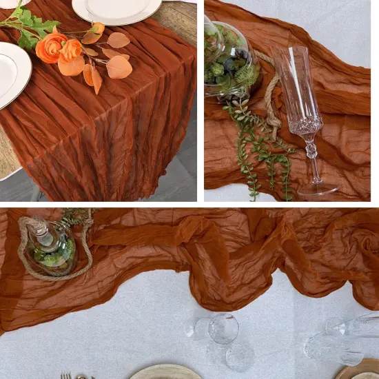 4 Pack Terracotta Cheesecloth Table Runner 20 x 120 inch {4}