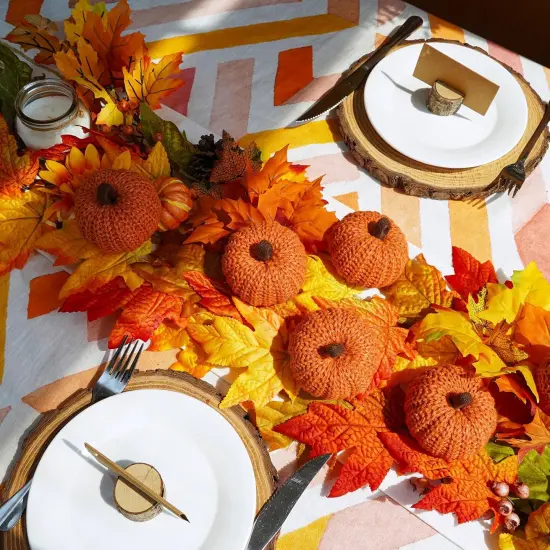 6 Faux Fall Orange Crochet Pumpkins {3}