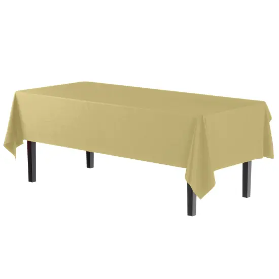 Exquisite 12-Pack Premium Plastic Tablecloth 54in. x 108in. Rectangle Plastic Table Cover Light Yellow {5}
