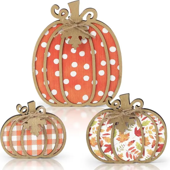 Fall Decor Wooden Plaid Pumpkin {1}