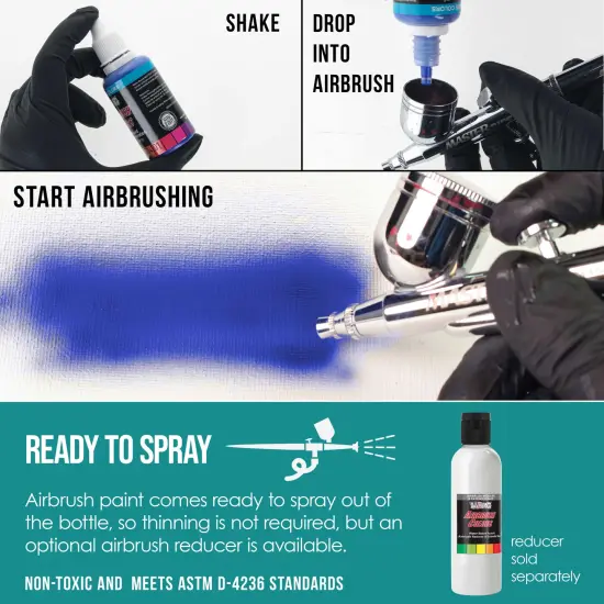 Aqua Blue, Opaque Acrylic Airbrush Paint, 1 oz. {3}