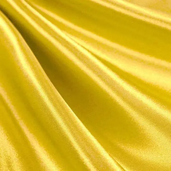 1 Yard Yellow Stretch Charmeuse Satin Fabric 60" Wide, Soft Polyester Spandex Blend for Gowns, Decor & Crafts {1}