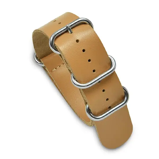 24mm Military MoD Leather Watch Strap - Light Brown {1}