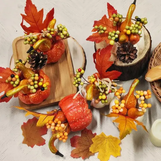 6 Artificial Pumpkin Tabletop Decorations {2}